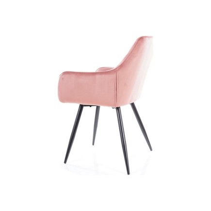 Lot de 2 chaises LINA en tissu velours de qualité, couleur rose vintage