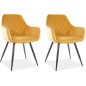 Lot de 2 chaises LINA en tissu velours de qualité, couleur curry Lot de 2 chaises LINA en tissu velours de qualité, couleur curry