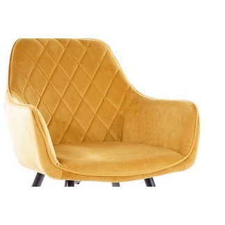 Lot de 2 chaises LINA en tissu velours de qualité, couleur curry