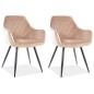 Lot de 2 chaises LINA en tissu velours de qualité, couleur beige Lot de 2 chaises LINA en tissu velours de qualité, couleur beige