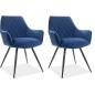 Lot de 2 chaises LINA en tissu velours de qualité, couleur bleu Lot de 2 chaises LINA en tissu velours de qualité, couleur bleu