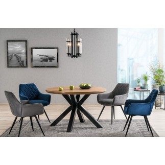 Lot de 2 chaises LINA en tissu velours de qualité, couleur bleu
