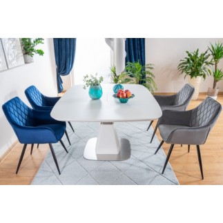 Lot de 2 chaises LINA en tissu velours de qualité, couleur bleu