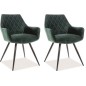 Lot de 2 chaises LINA en tissu velours de qualité, couleur vert Lot de 2 chaises LINA en tissu velours de qualité, couleur vert