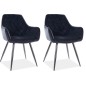 Lot de 2 chaises LINA en tissu velours de qualité, couleur noir Lot de 2 chaises LINA en tissu velours de qualité, couleur noir