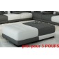 Ensemble de 3 poufs en cuir italien ELIXIR, gris foncé et blanc Ensemble de 3 poufs en cuir italien ELIXIR, gris foncé et blanc