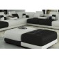 Ensemble de 3 poufs en cuir italien ELIXIR, blanc et noir Ensemble de 3 poufs en cuir italien ELIXIR, blanc et noir