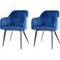 Lot de 2 chaises ELIOS en tissu velours de qualité, couleur bleu Lot de 2 chaises ELIOS en tissu velours de qualité, couleur bleu