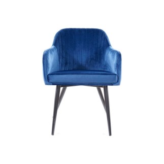Lot de 2 chaises ELIOS en tissu velours de qualité, couleur bleu