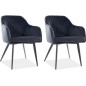 Lot de 2 chaises ELIOS en tissu velours de qualité, couleur noir Lot de 2 chaises ELIOS en tissu velours de qualité, couleur noir