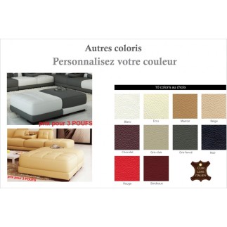 Ensemble de 3 poufs en cuir italien ELIXIR, personnalisé