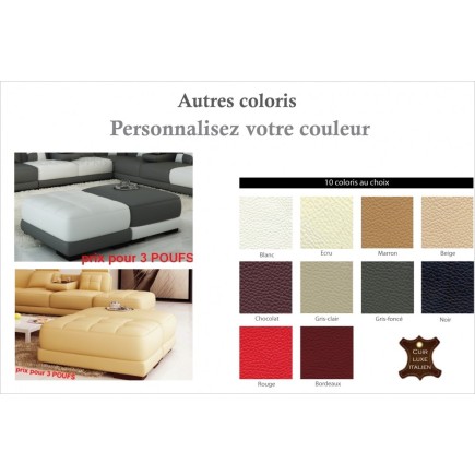 Ensemble de 3 poufs en cuir italien ELIXIR, personnalisé