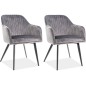 Lot de 2 chaises ELIOS en tissu velours de qualité, couleur gris Lot de 2 chaises ELIOS en tissu velours de qualité, couleur gris
