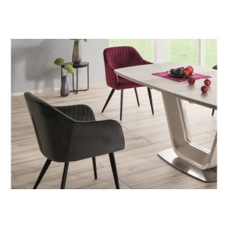 Lot de 2 chaises ELIOS en tissu velours de qualité, couleur gris