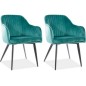 Lot de 2 chaises ELIOS en tissu velours de qualité, couleur vert Lot de 2 chaises ELIOS en tissu velours de qualité, couleur vert