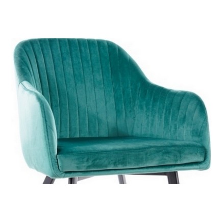 Lot de 2 chaises ELIOS en tissu velours de qualité, couleur vert