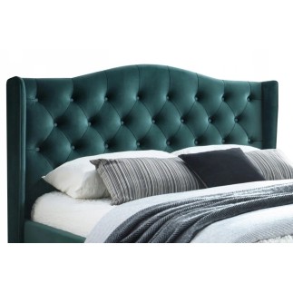 Lit double en tissu velours de qualité ASMA, vert, avec sommier à lattes, 160x200