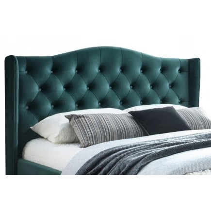 Lit double en tissu velours de qualité ASMA, vert, avec sommier à lattes, 160x200
