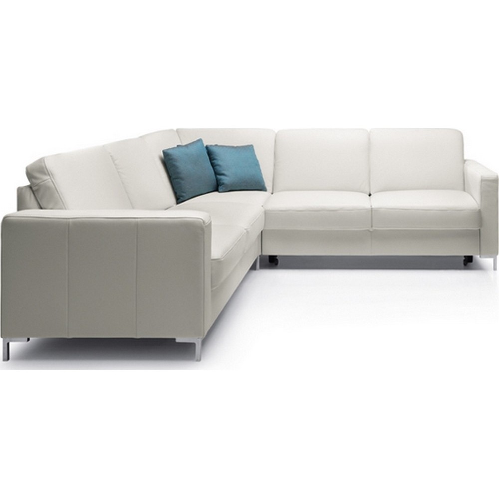 - Canapé d'angle convertible en 100% tout cuir italien de luxe 5/6 places BASTIDE, blanc cassé, angle gauche - Canapé d'angle convertible en 100% tout cuir italien de luxe 5/6 places BASTIDE, blanc cassé, angle gauche