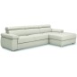 Canapé d'angle convertible en 100% tout cuir italien de luxe 5 places ZOLA, blanc cassé, angle droit