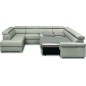 Canapé d'angle convertible en 100% tout cuir italien de luxe 7/8 places ZOXANE, gris clair, angle droit Canapé d'angle convertible en 100% tout cuir italien de luxe 7/8 places ZOXANE, gris clair, angle droit