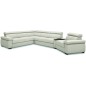 Canapé d'angle convertible en 100% tout cuir italien de luxe 6/7 places ZOOK, blanc cassé, angle gauche