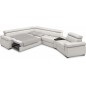 Canapé d'angle convertible en 100% tout cuir italien de luxe 6/7 places ZOOK, blanc cassé, angle gauche