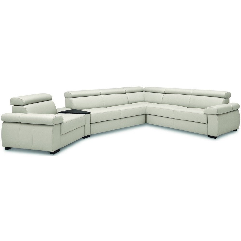 Canapé d'angle convertible en 100% tout cuir italien de luxe 6/7 places ZOOK, blanc cassé, angle droit Canapé d'angle convertible en 100% tout cuir italien de luxe 6/7 places ZOOK, blanc cassé, angle droit