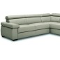 Canapé d'angle convertible en 100% tout cuir italien de luxe 6/7 places ZOOK, gris clair, angle gauche Canapé d'angle convertible en 100% tout cuir italien de luxe 6/7 places ZOOK, gris clair, angle gauche