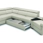 Canapé d'angle convertible en 100% tout cuir italien de luxe 6/7 places ZOOK, gris clair, angle gauche Canapé d'angle convertible en 100% tout cuir italien de luxe 6/7 places ZOOK, gris clair, angle gauche
