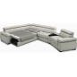 Canapé d'angle convertible en 100% tout cuir italien de luxe 6/7 places ZOOK, gris clair, angle gauche Canapé d'angle convertible en 100% tout cuir italien de luxe 6/7 places ZOOK, gris clair, angle gauche