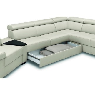 Canapé d'angle convertible en 100% tout cuir italien de luxe 6/7 places ZOOK, marron, angle droit