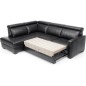 - Canapé d'angle convertible en 100% tout cuir italien de luxe 5 places ERNEST, noir mat, angle gauche - Canapé d'angle convertible en 100% tout cuir italien de luxe 5 places ERNEST, noir mat, angle gauche