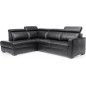 - Canapé d'angle convertible en 100% tout cuir italien de luxe 5 places ERNEST, noir mat, angle gauche - Canapé d'angle convertible en 100% tout cuir italien de luxe 5 places ERNEST, noir mat, angle gauche