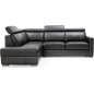 - Canapé d'angle convertible en 100% tout cuir italien de luxe 5 places ERNEST, noir mat, angle gauche - Canapé d'angle convertible en 100% tout cuir italien de luxe 5 places ERNEST, noir mat, angle gauche