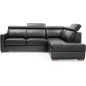 Canapé d'angle convertible en 100% tout cuir italien de luxe 5 places ERNEST, noir mat, angle droit