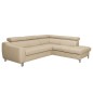 Canapé d'angle en cuir italien de luxe 5 places ASTRIDO, beige, angle droit