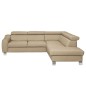 Canapé d'angle en cuir italien de luxe 5 places ASTRIDO, beige, angle droit