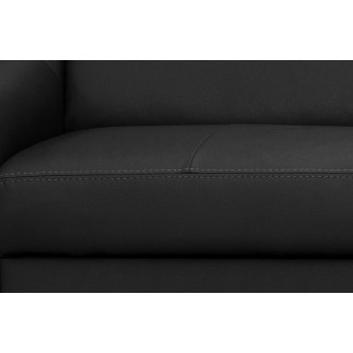 Canapé d'angle en cuir italien de luxe 5 places ASTRIDO, noir, angle droit