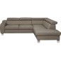 Canapé d'angle en cuir italien de luxe 5 places ASTRIDO, taupe, angle droit Canapé d'angle en cuir italien de luxe 5 places ASTRIDO, taupe, angle droit