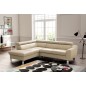 - Canapé d'angle en cuir italien de luxe 5 places ASTRIDO, beige, angle gauche