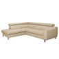 - Canapé d'angle en cuir italien de luxe 5 places ASTRIDO, beige, angle gauche