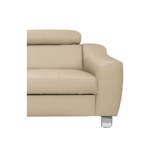 - Canapé d'angle en cuir italien de luxe 5 places ASTRIDO, beige, angle gauche