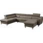 - Canapé d'angle en cuir italien de luxe 7/8 places ASTOVIA, taupe, angle gauche - Canapé d'angle en cuir italien de luxe 7/8 places ASTOVIA, taupe, angle gauche
