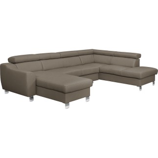 Canapé d'angle en cuir italien de luxe 7/8 places ASTOVIA, taupe, angle droit