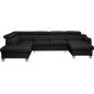 - Canapé d'angle en cuir italien de luxe 7/8 places ASTOVIA, noir, angle gauche - Canapé d'angle en cuir italien de luxe 7/8 places ASTOVIA, noir, angle gauche