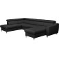 - Canapé d'angle en cuir italien de luxe 7/8 places ASTOVIA, noir, angle gauche - Canapé d'angle en cuir italien de luxe 7/8 places ASTOVIA, noir, angle gauche