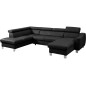 - Canapé d'angle en cuir italien de luxe 7/8 places ASTOVIA, noir, angle gauche - Canapé d'angle en cuir italien de luxe 7/8 places ASTOVIA, noir, angle gauche