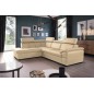 - Canapé d'angle en cuir italien de luxe 5/6 places TONUS, beige, angle gauche - Canapé d'angle en cuir italien de luxe 5/6 places TONUS, beige, angle gauche