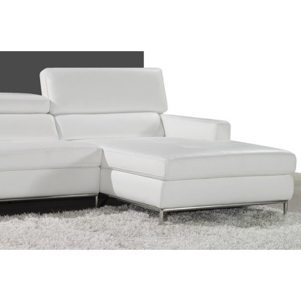 Canapé d'angle en cuir italien 4/5 places YVANA, blanc, angle droit